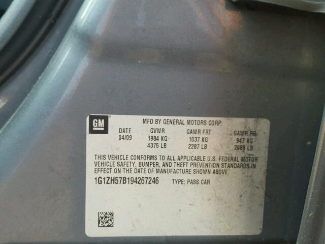 1G1ZH57B194267246 - 2009 CHEVROLET MALIBU 1LT 灰色 照片 10