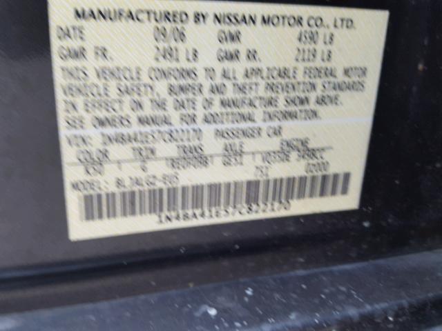 1N4BA41E57C822170 - 2007 NISSAN MAXIMA SE GRAY photo 10