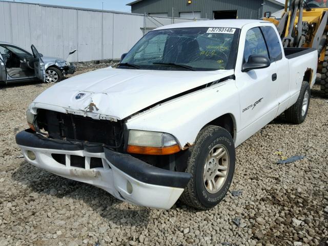 1B7GL22X61S335183 - 2001 DODGE DAKOTA WHITE photo 2