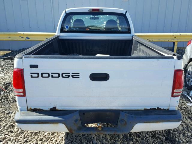 1B7GL22X61S335183 - 2001 DODGE DAKOTA WHITE photo 9