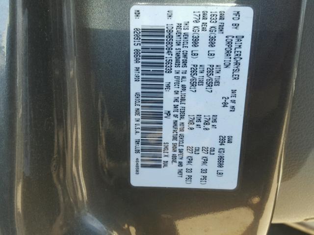 1D8HB58D84F156339 - 2004 DODGE DURANGO LI GRAY photo 10