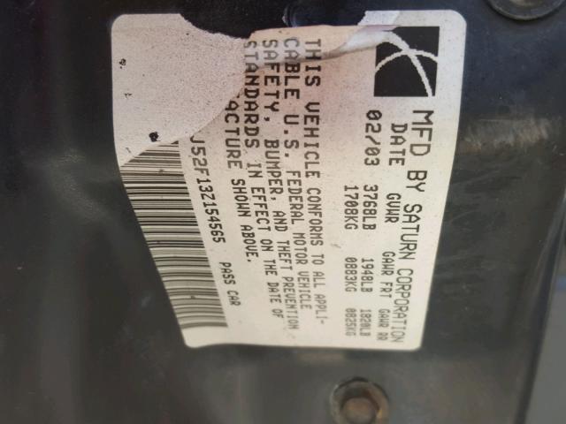 1G8AJ52F13Z154565 - 2003 SATURN ION LEVEL BURGUNDY photo 10