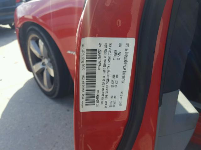 2B3KA73W17H685440 - 2007 DODGE CHARGER SR RED photo 10