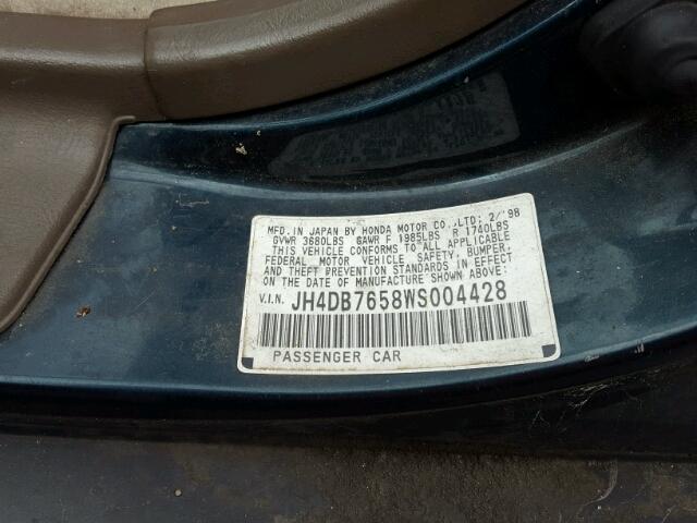 JH4DB7658WS004428 - 1998 ACURA INTEGRA LS GREEN photo 10