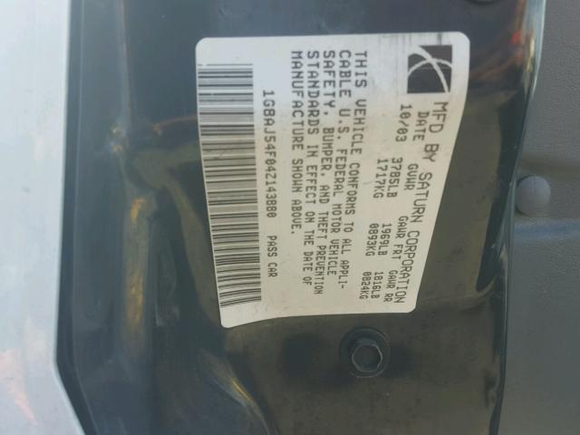 1G8AJ54F04Z143880 - 2004 SATURN ION LEVEL თეთრი ფოტო 10