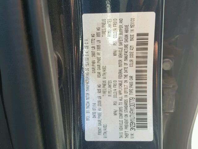 3MZBM1U7XFM133779 - 2015 MAZDA 3 SPORT BLUE photo 10