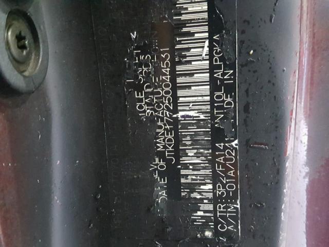 JTKDE177250044531 - 2005 TOYOTA SCION TC 栗色 照片 10