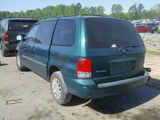 KNDUP131826330461 - 2002 KIA SEDONA EX GREEN photo 3