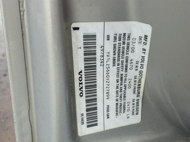 YV1LZ56D0Y2727899 - 2000 VOLVO V70 XC SILVER photo 10