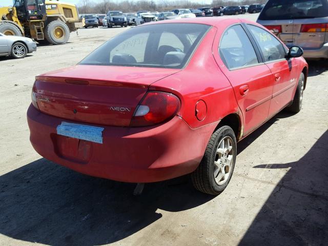 1P3ES46C2YD631460 - 2000 PLYMOUTH NEON BASE 红色 照片 4