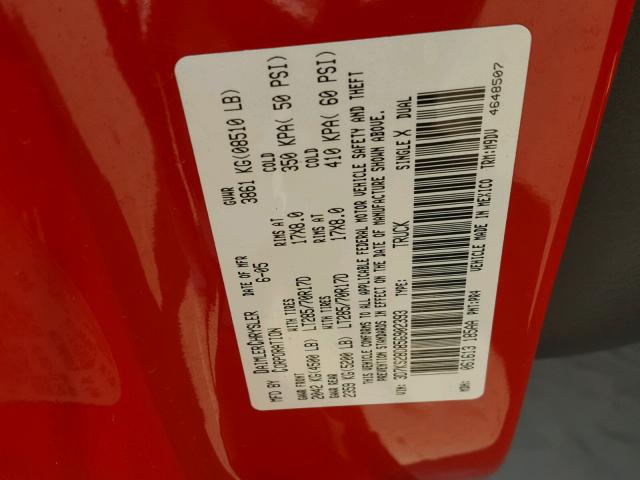 3D7KS28D85G902393 - 2005 DODGE RAM 2500 S RED photo 10