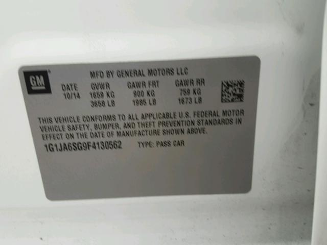 1G1JA6SG9F4130562 - 2015 CHEVROLET SONIC LS 白色 照片 10