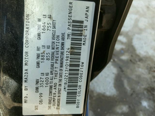 JM1BJ2213Y0198124 - 2000 MAZDA PROTEGE ES 黑色 照片 10