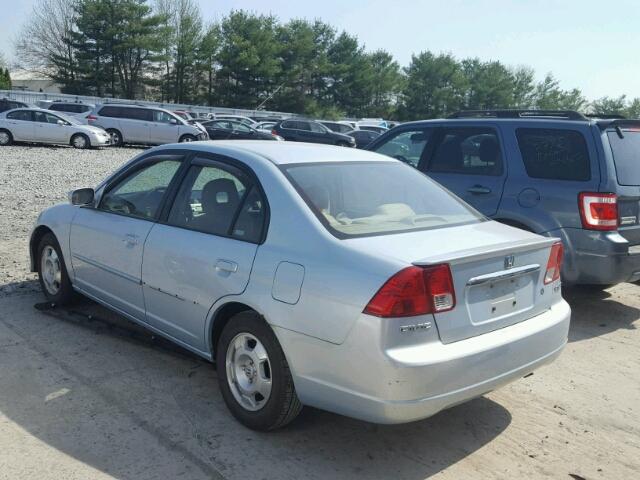 JHMES96683S008483 - 2003 HONDA CIVIC HYBR BLUE photo 3