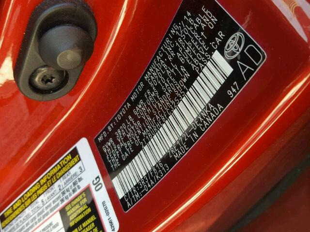 2T1BURHE8FC325351 - 2015 TOYOTA COR L/LE/L RED photo 10