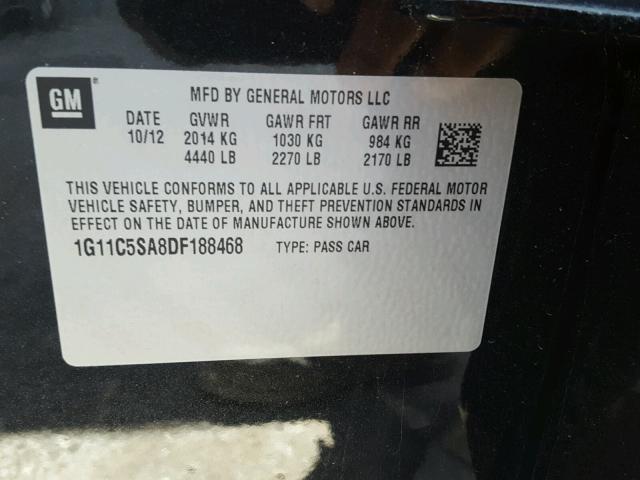 1G11C5SA8DF188468 - 2013 CHEVROLET MALIBU 1LT 黑色 照片 10