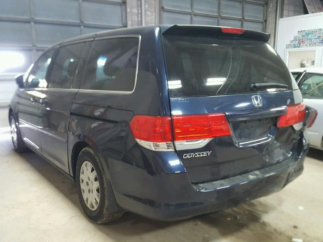 5FNRL38238B103268 - 2008 HONDA ODYSSEY LX BLUE photo 3