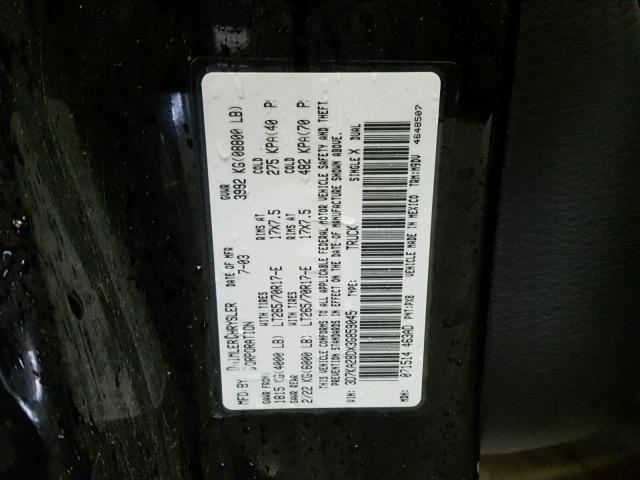 3D7KA28DX3G859045 - 2003 DODGE RAM 2500 S BLACK photo 10