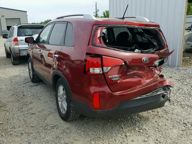 5XYKT4A6XFG645462 - 2015 KIA SORENTO LX RED photo 3