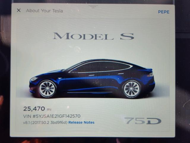 5YJSA1E21GF142570 - 2016 TESLA MODEL S BLUE photo 8