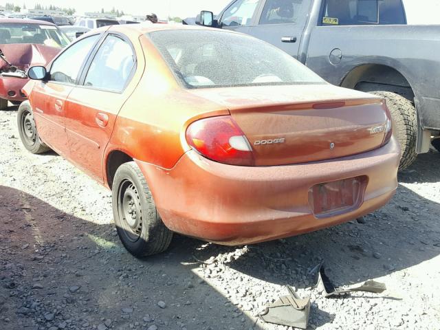 1B3ES46C4YD840880 - 2000 DODGE NEON BASE ORANGE photo 3