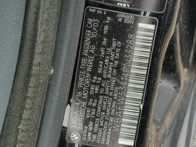WBAEW53414PN33288 - 2004 BMW 330 XI BLACK photo 10