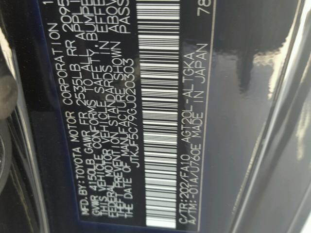 JTKJF5C79GJ020303 - 2016 TOYOTA SCION TC 黑色 照片 10