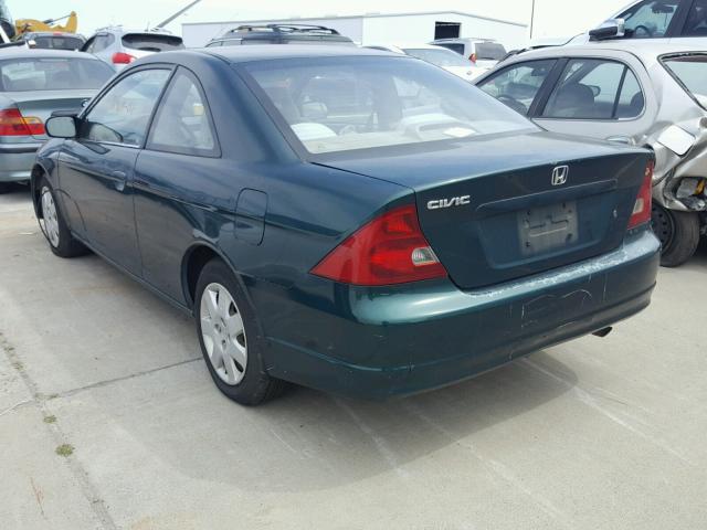 1HGEM229X1L023627 - 2001 HONDA CIVIC SI GREEN photo 3