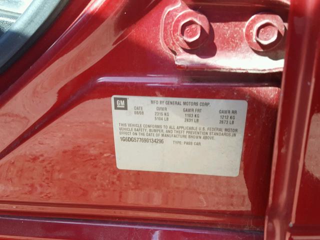 1G6DG577690134296 - 2009 CADILLAC CTS RED photo 10