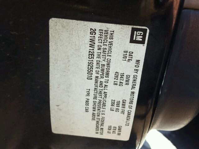 2G1WW12E519255010 - 2001 CHEVROLET MONTE CARL 黑色 照片 10