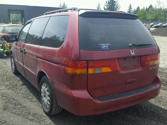 2HKRL18582H519131 - 2002 HONDA ODYSSEY LX MAROON photo 3