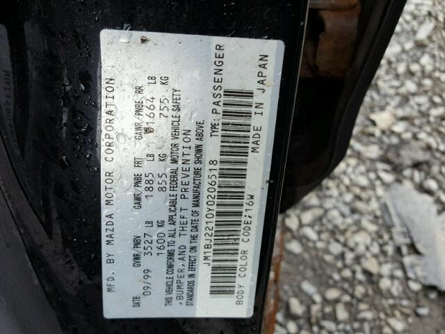 JM1BJ2210Y0206518 - 2000 MAZDA PROTEGE ES 黑色 照片 10