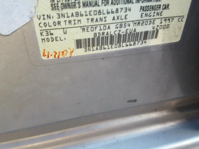 3N1AB61E08L668734 - 2008 NISSAN SENTRA 2.0 GRAY photo 10