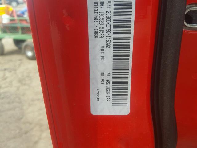 2C3CDXCT5GH115302 - 2016 DODGE CHARGER R/ RED photo 10