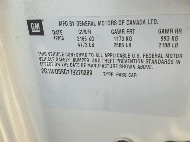 2G1WD58C179270289 - 2007 CHEVROLET IMPALA SUP ვერცხლისფერი ფოტო 10