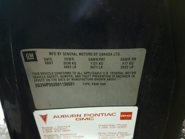 2G2WP552881138581 - 2008 PONTIAC GRAND PRIX Mavi foto 10