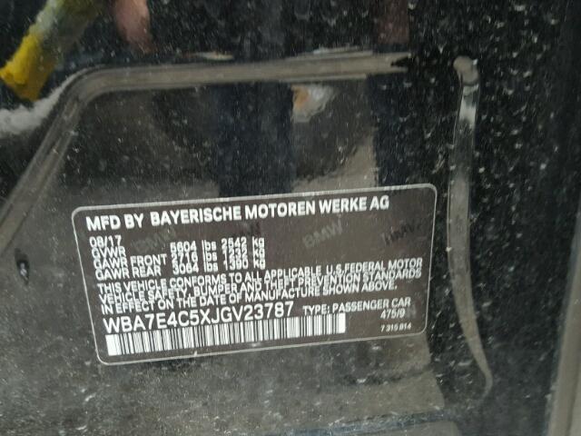 WBA7E4C5XJGV23787 - 2018 BMW 740 XI BLACK photo 10