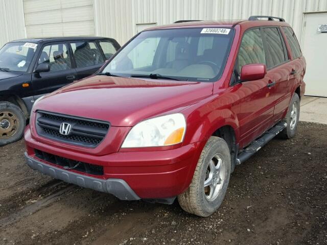 2HKYF18593H005115 - 2003 HONDA PILOT EXL RED photo 2