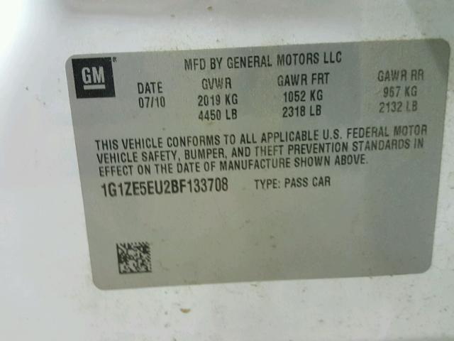 1G1ZE5EU2BF133708 - 2011 CHEVROLET MALIBU LTZ 白色 照片 10