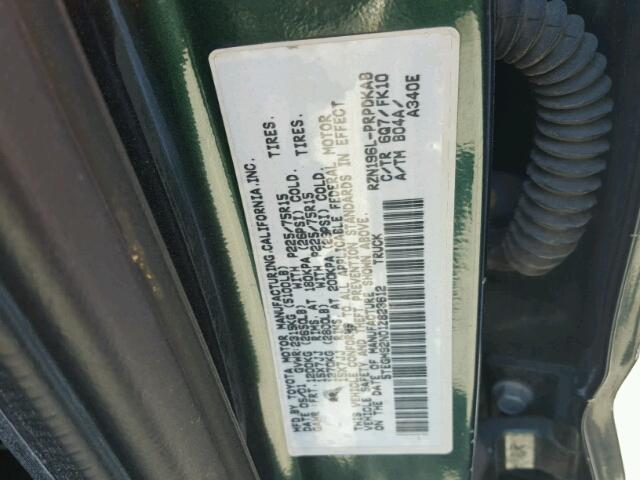 5TEGM92N01Z823612 - 2001 TOYOTA TACOMA DOU GREEN photo 10