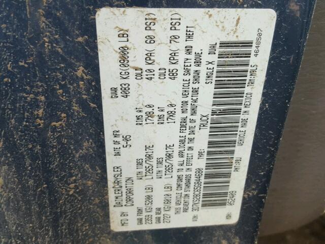 3D7KS28C65G844680 - 2005 DODGE RAM 2500 S BLUE photo 10