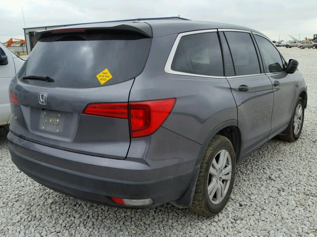 5FNYF5H13GB006687 - 2016 HONDA PILOT LX GRAY photo 4