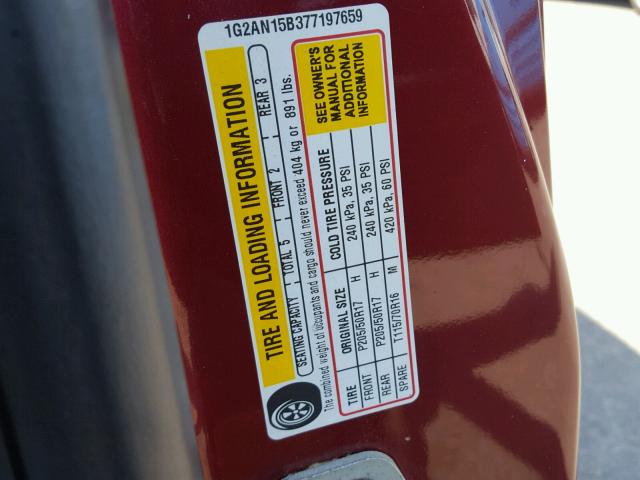 1G2AN15B377197659 - 2007 PONTIAC G5 GT RED photo 10