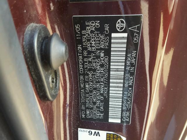 JTKDE177760102280 - 2006 TOYOTA SCION TC 紫色 照片 10