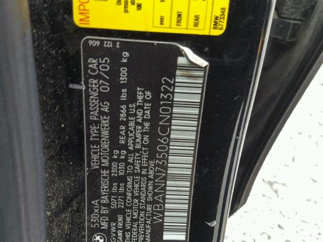 WBANN73506CN01322 - 2006 BMW 530 XIT BLACK photo 10