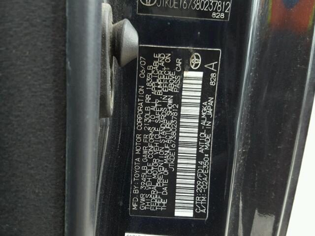 JTKDE167380237812 - 2008 TOYOTA SCION TC 黑色 照片 10