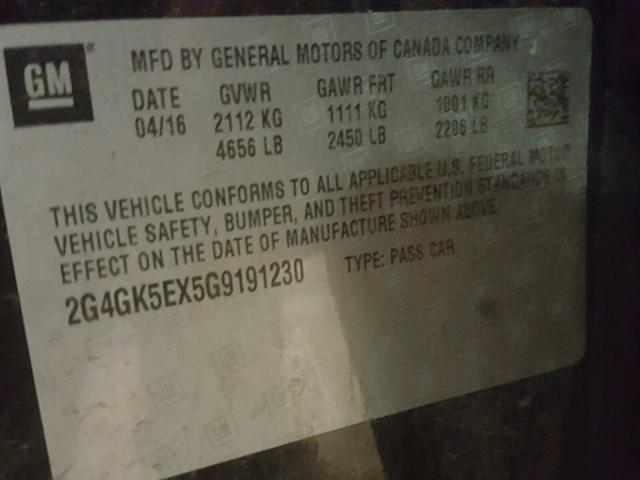 2G4GK5EX5G9191230 - 2016 BUICK REGAL 黑色 照片 10