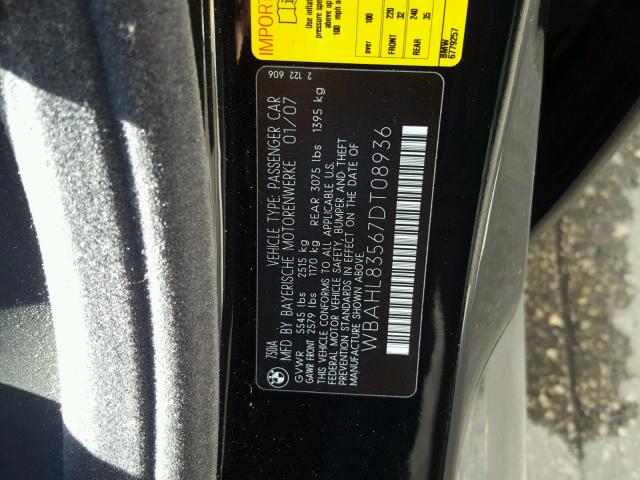 WBAHL83567DT08936 - 2007 BMW 750 BLACK photo 10