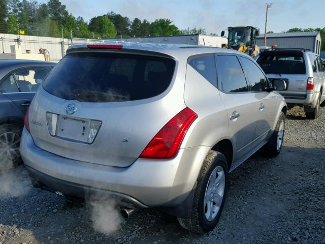 JN8AZ08T45W330595 - 2005 NISSAN MURANO SL SILVER photo 4