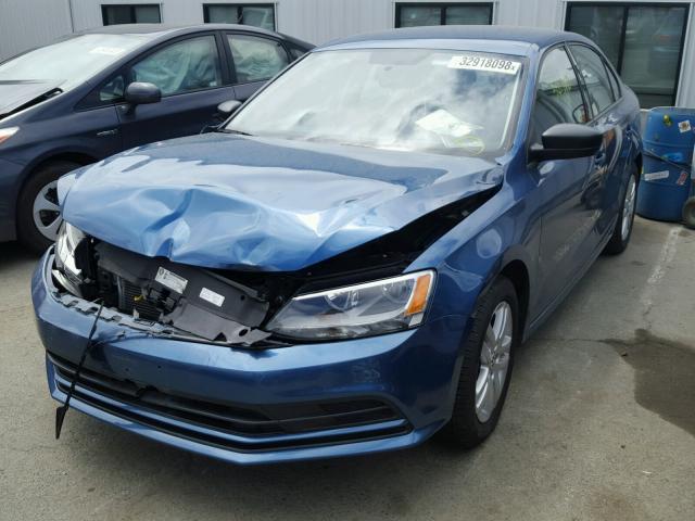 3VW2K7AJ6FM237355 - 2015 VOLKSWAGEN JETTA BASE Կապույտ լուսանկար 2